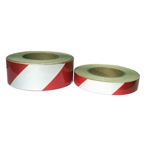 일반반사테이프 (사선) 백+적 10cm-45.7M (1롤)