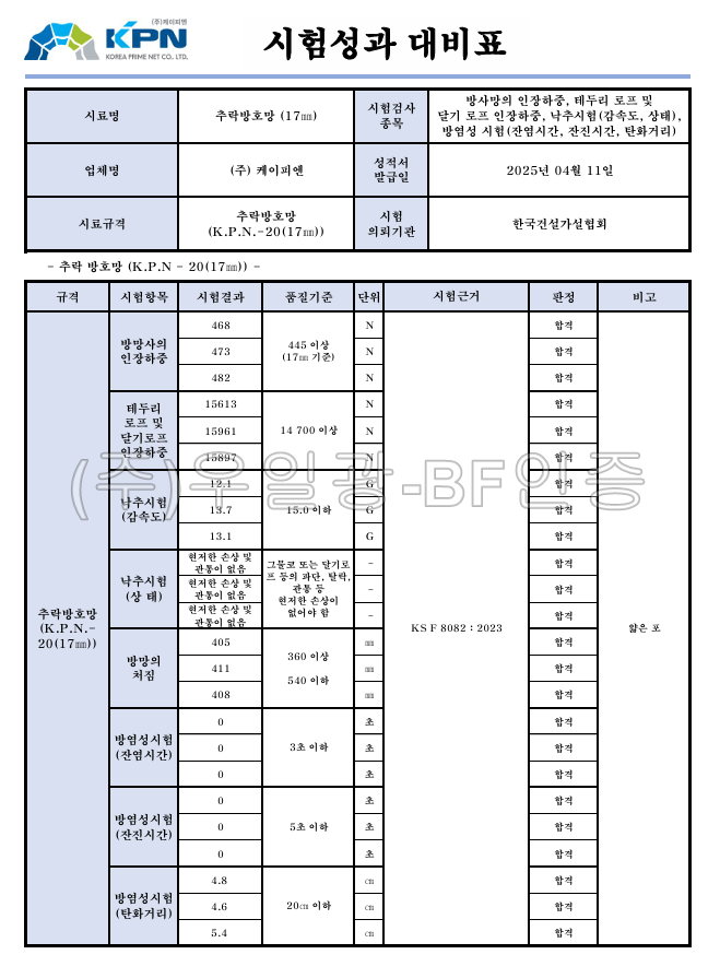 방염안전망(낙하물방지망) *방염KS인증* 청색 / 4M*45M 방염안전망