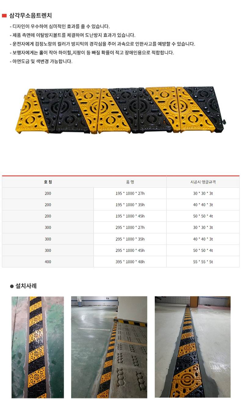 삼각 무소음트렌치 / 미터당 300×H45