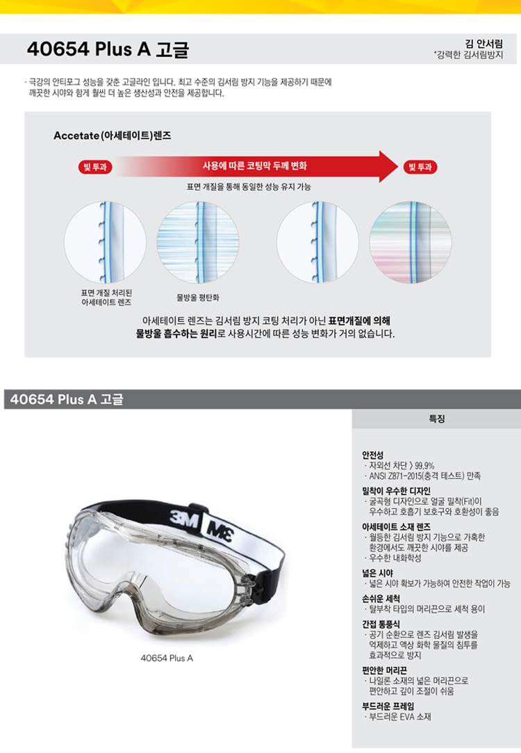3M 40654 Plus-A 고글보안경 (프리)