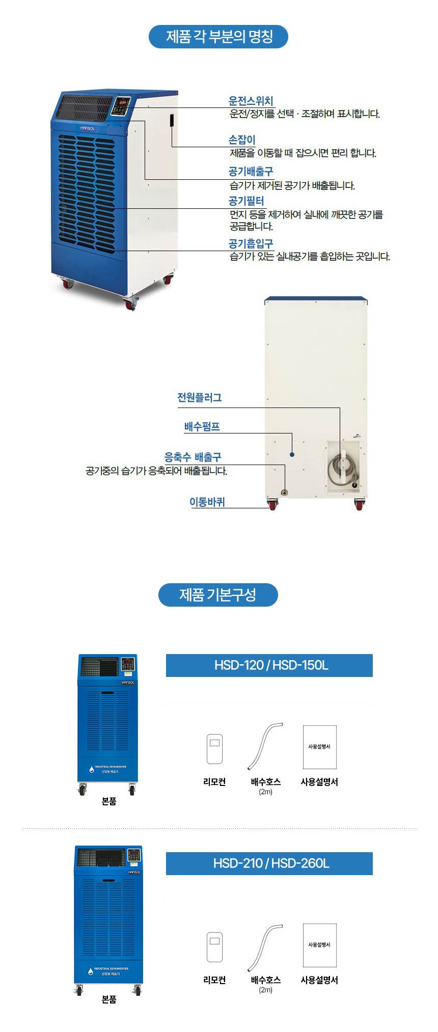 한솔 / 산업용제습기(국내제조) 150L / HSD-150L 무료배송