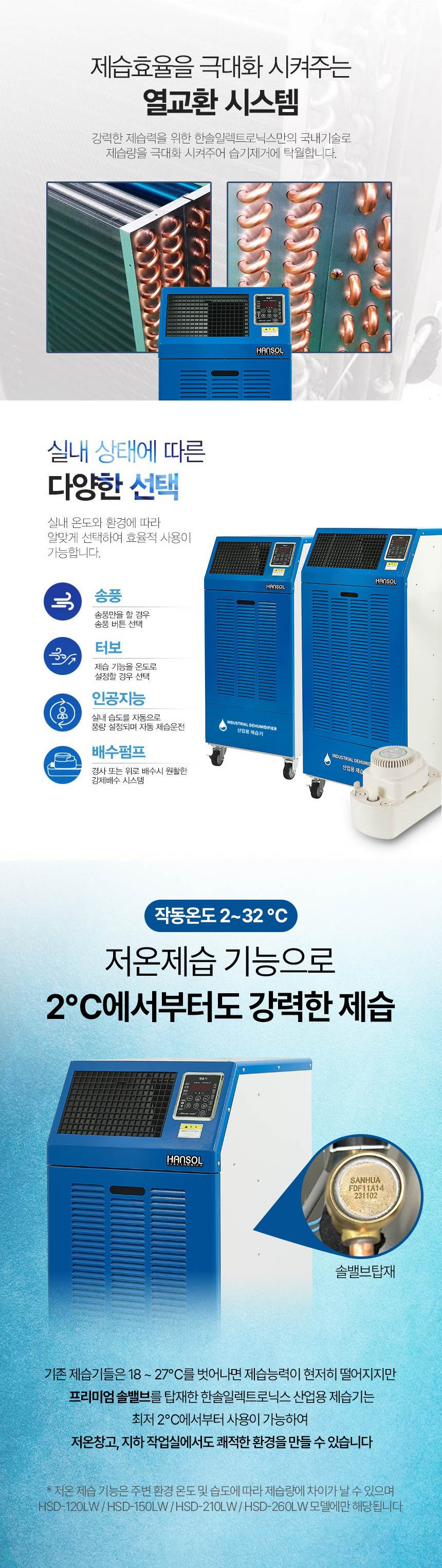 한솔 /  저온형 산업용제습기 150L / HSD-150LW 무료배송