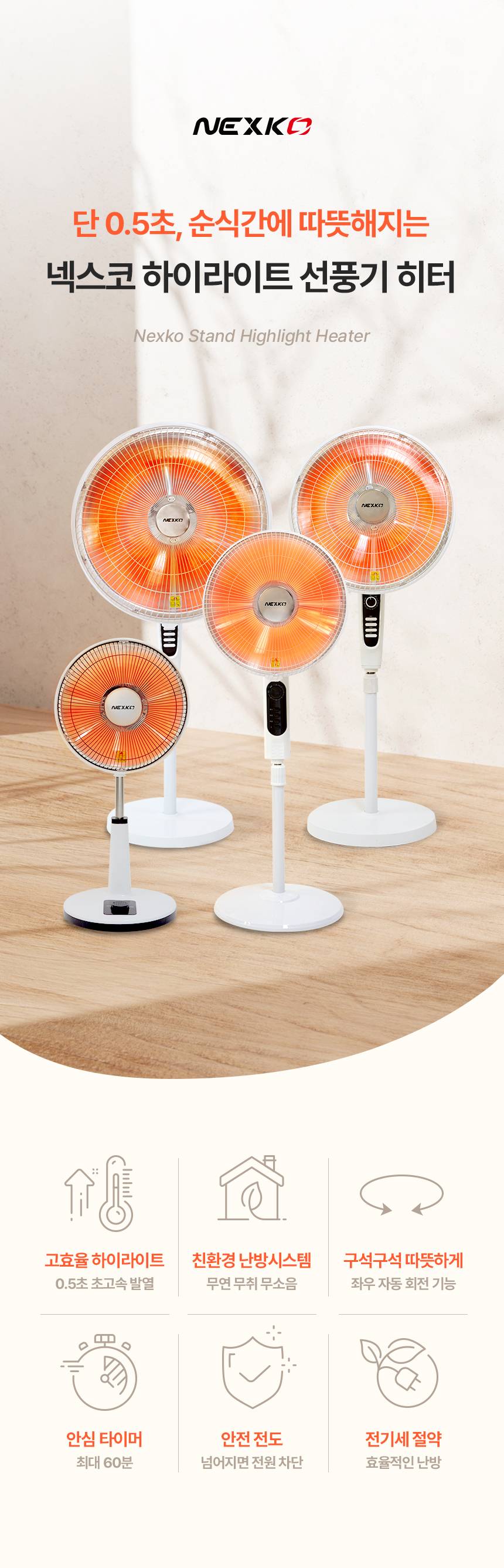 한솔 넥스코 / 선풍기형 전기히터 벽걸이_40cm / NKH-W800HL 노출가준수필수