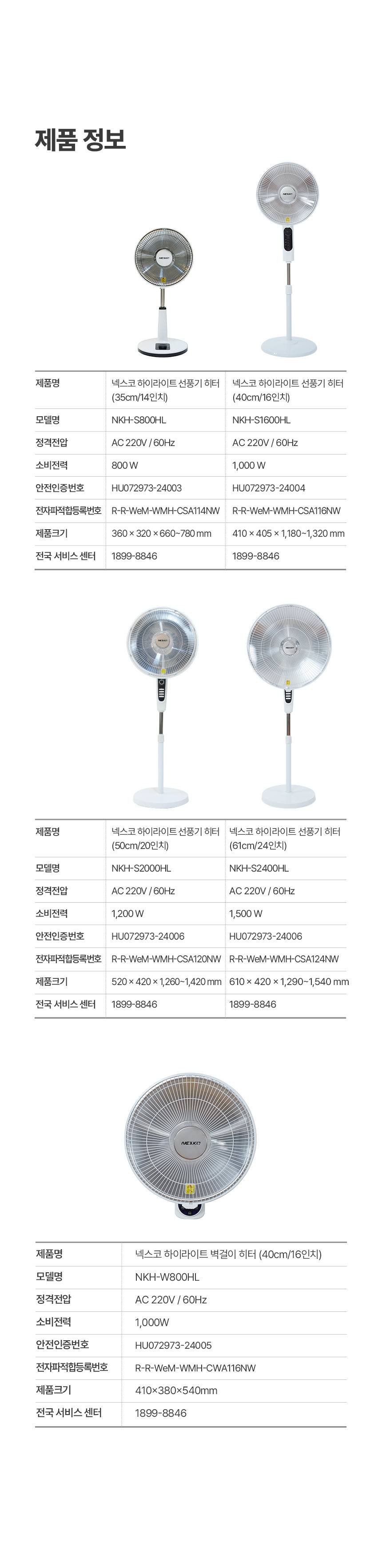 한솔 넥스코 / 선풍기형 전기히터 벽걸이_40cm / NKH-W800HL 노출가준수필수
