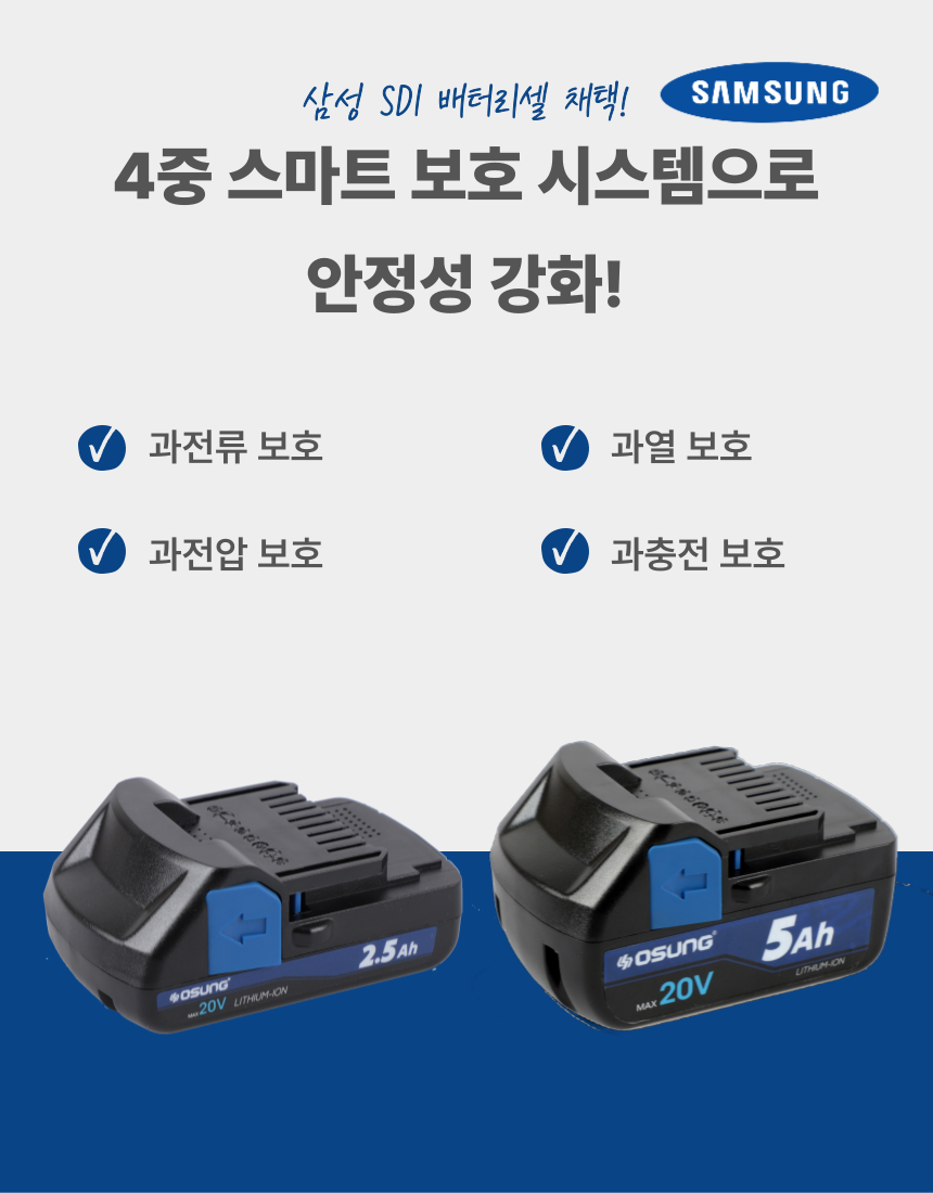6인치 충전 체인톱 OTS-2060BL 25 [2 BAT] + OMC-2030D + PLASTIC BOX