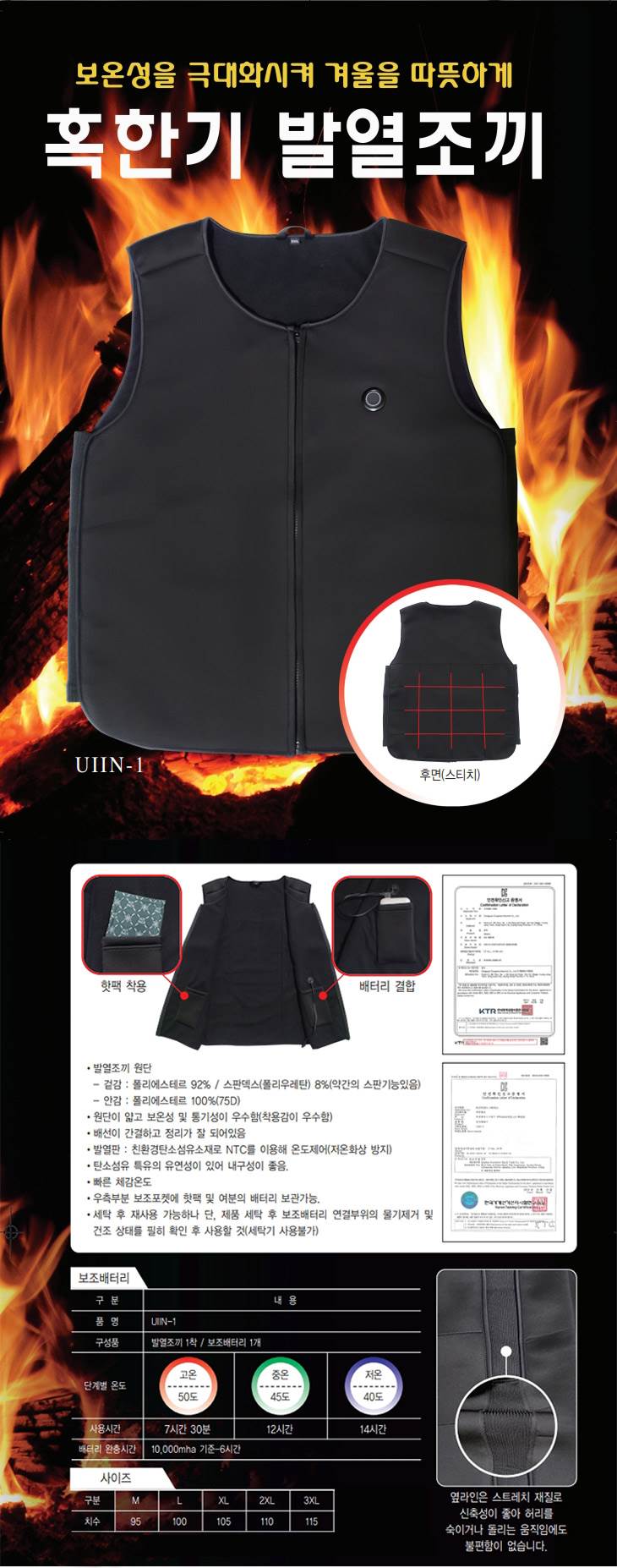 의인테크 발열조끼 115(3XL) 배터리포함