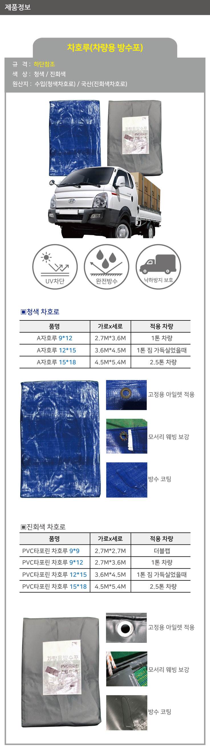 차호루(차량용 방수포) -진회색 15*18 (4.5m*5.4m)