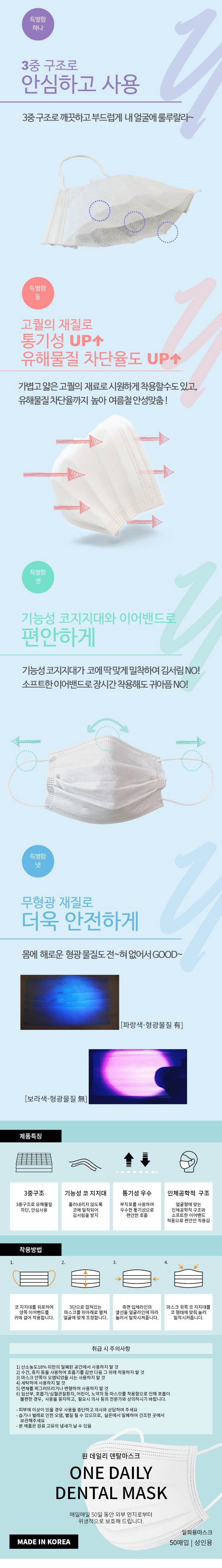 덴탈마스크(일회용) (50개입)