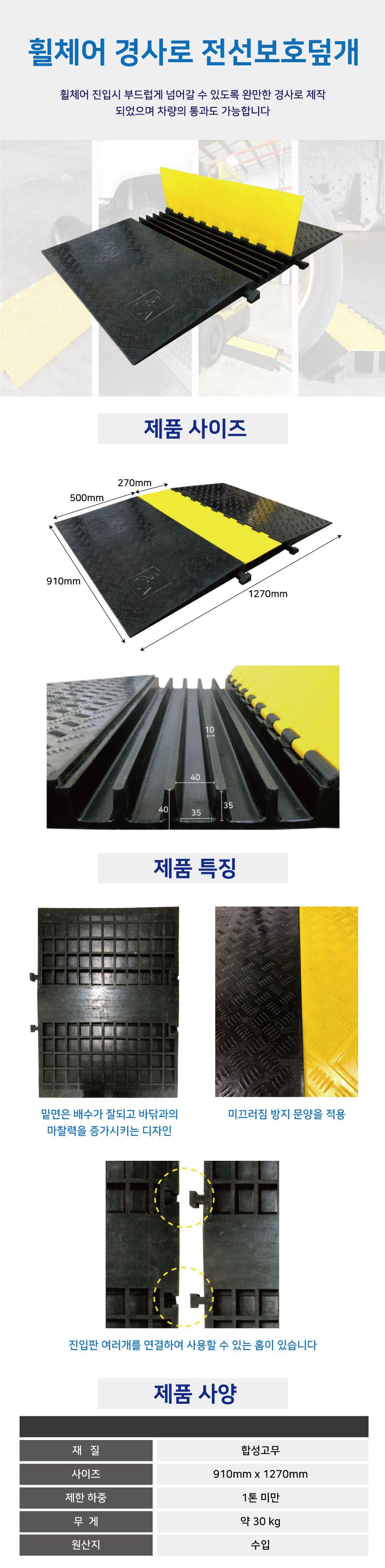 휠체어경사로 전선보호덮개 5구용 (무료배송)